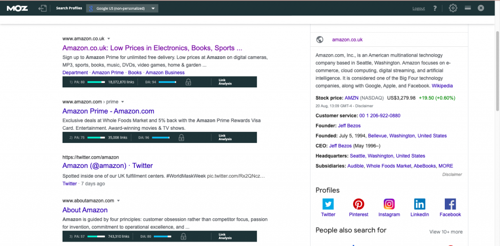 Moz Bar SEO chrome extension