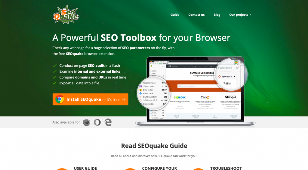 seo quake chrome extension