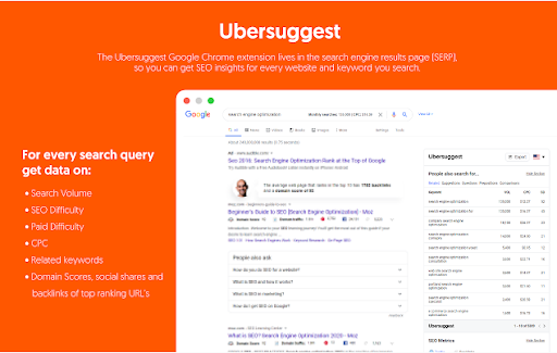 ubersuggest seo chrome extension