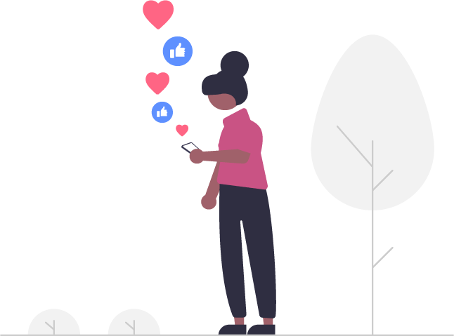 undraw_Social_life_re_x7t5 Graphic image of person liking media posts on mobile